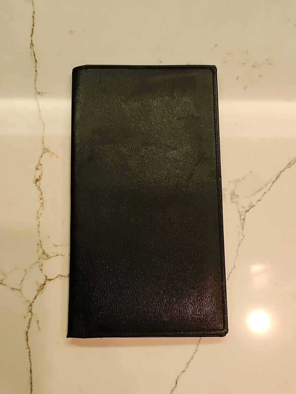 Genine Kangaroo Black Leather Checkbook or Card Holder